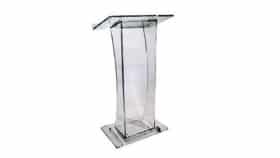 Curved Acrylic Podium Rental | Plexiglass Podium Rental